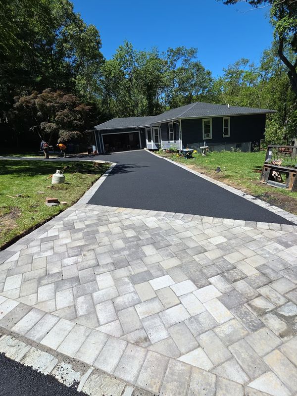 Paver driveway apron by JDG in Centereach, NY
